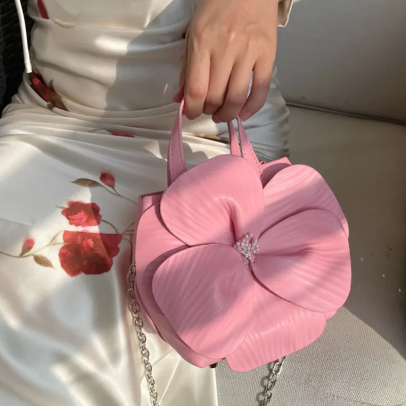 Bloemblad Bloem Clutch Party Tassen Pu Lederen Vrouwen Luxe Elegantie Handtas Nieuw In Mode Creativiteit Ketting Schouder Crossbody