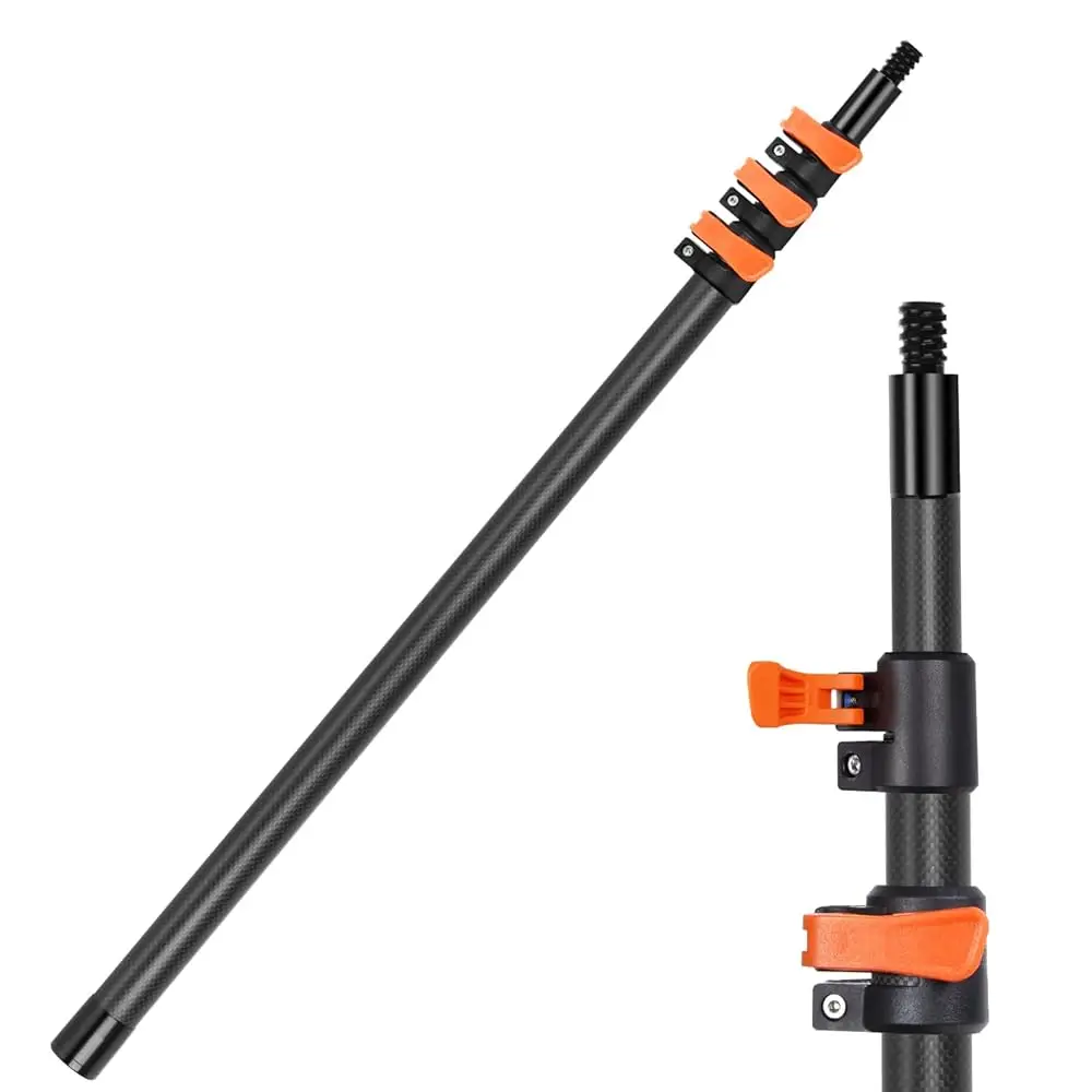 

12FT Carbon Fiber Telescoping Pole - Lightweight Extendable Pole for Cleaning, Painting, Dusting, High Reach Tasks