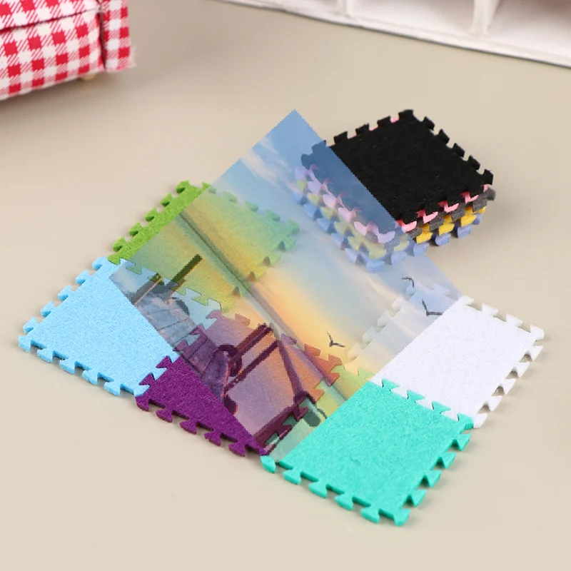*6Pcs cute 1:12Dollhouse Miniature Rug Carpet Multicolor Mat Carpet House Living Room Furniture Living Scene Decor Toy