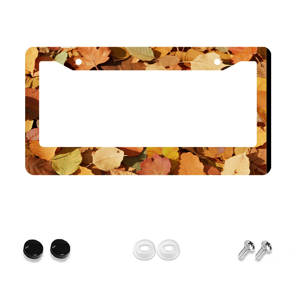 

1 шт., рамка номерного знака с 2 отверстиями и рисунком осенних листьев, коричневый цвет, алюминиевый материал, 6x12 дюймов, с комплектом винтов, ретро-новинка