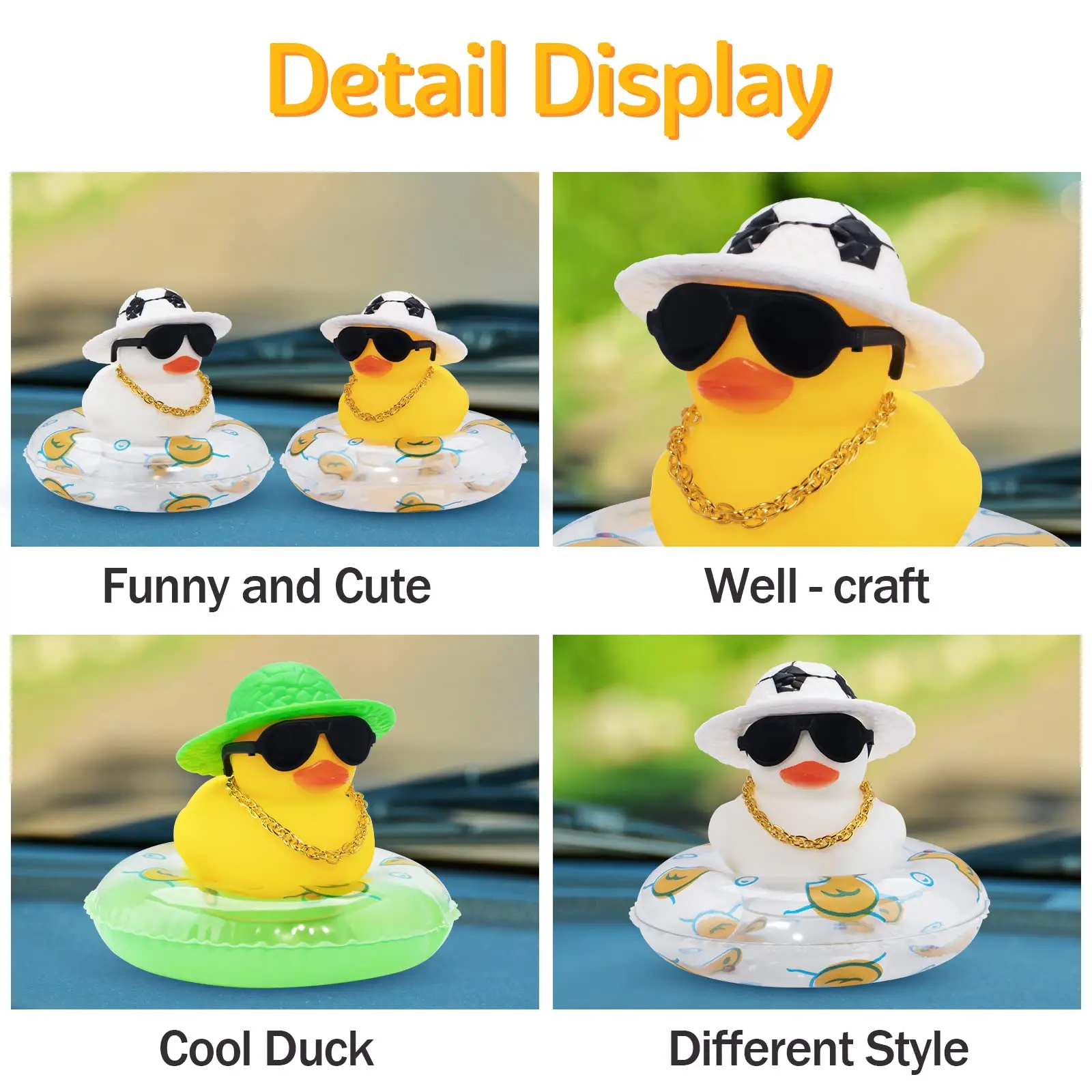 Rubber Duck Car Dashboard Decorations Football Rubber Duck Accessories Dashboard Duck European Cup