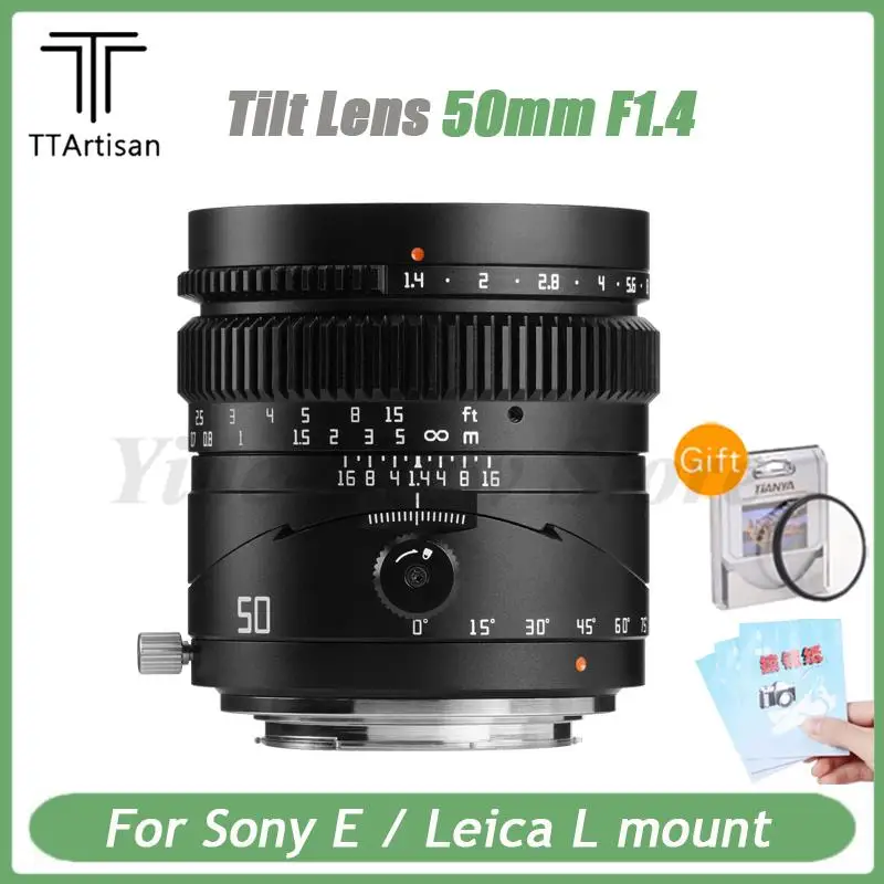 

TTArtisan Tilt 50mm f1.4 Full Frame Manual Portrait Lens For Sony E Panasonic S1 Sigma FP mount Like A7S A7R Mirrorless Camera