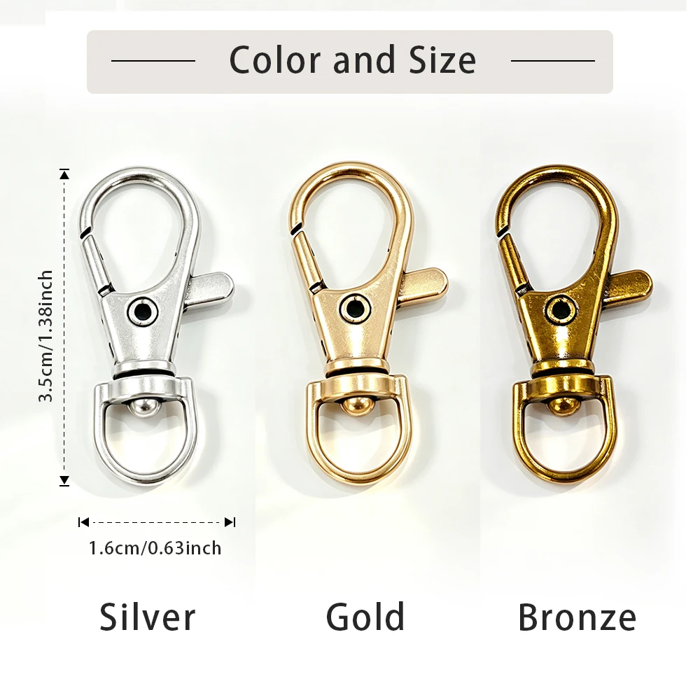 Split Key Ring Swivel Connector Carabiner for Jewelry Finding Making Gold Silver Plated Lobster Clasp Hooks DIY Keychains