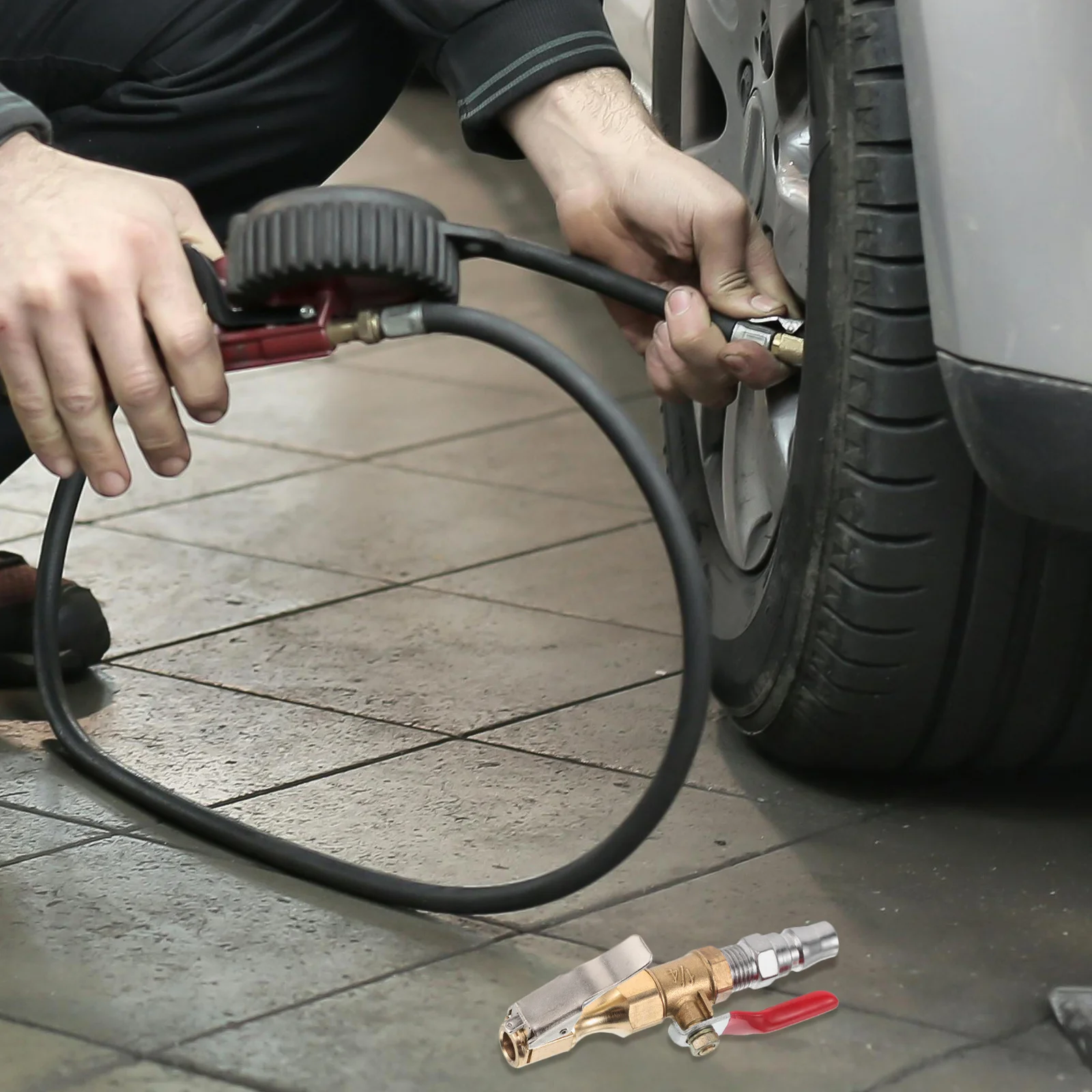 

Locking Air Chuck Tire Inflator Car Air Chuck Quick Connect Metal Clip Multi Use Dust Blower Tyre Inflator Rod