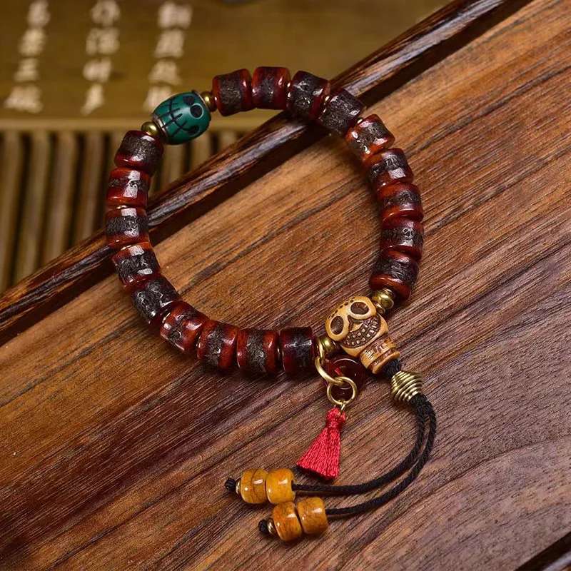 Yak Single Circle Small Thangka Pendant Backflow Bone Accessories Wenwan Buddhist Bead Bracelet