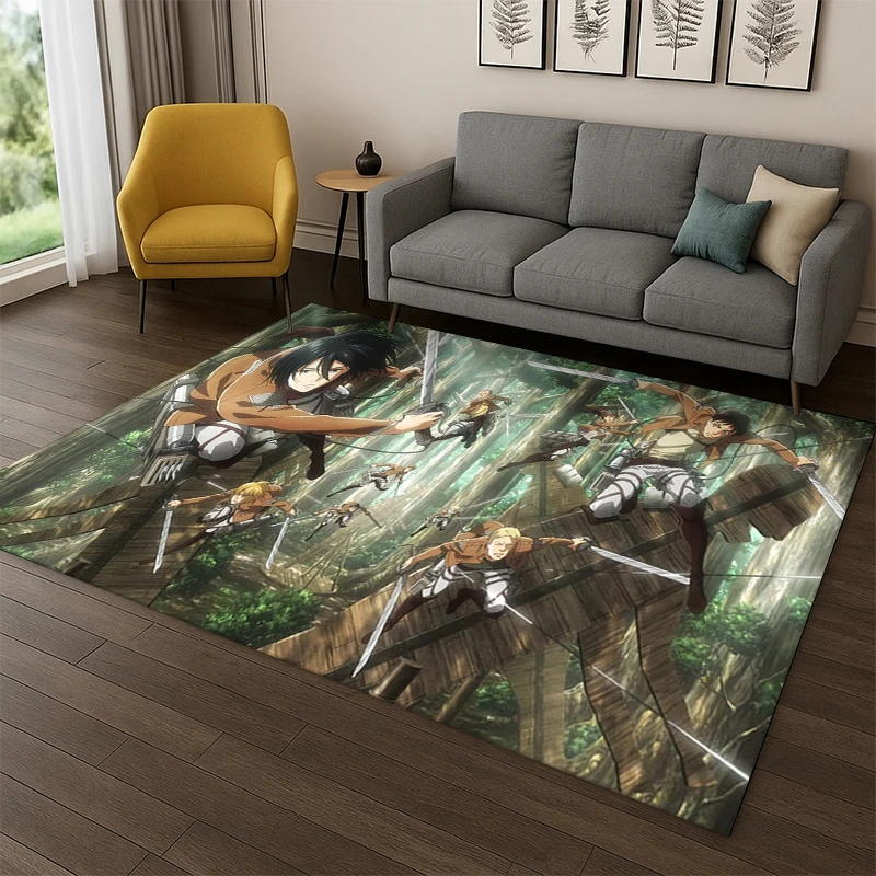 Attack on Titan Cartoon Anime Carpet Rug for Playroom Bedroom Living Room Sofa Home Decor,kid Game Area Rug Non-slip Floor Mat
