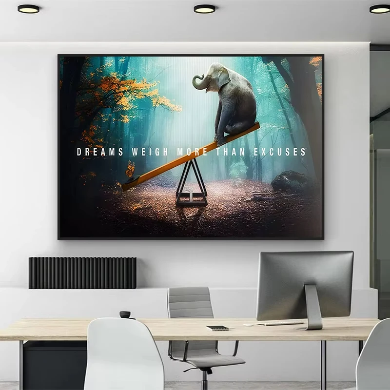 الحيوان تحفيزية إقتباس قماش اللوحة المشارك طباعة الأسد الأسماك الأحلام العقل هو كل شيء جدار صورة فنية ديكور غرفة المعيشة #3