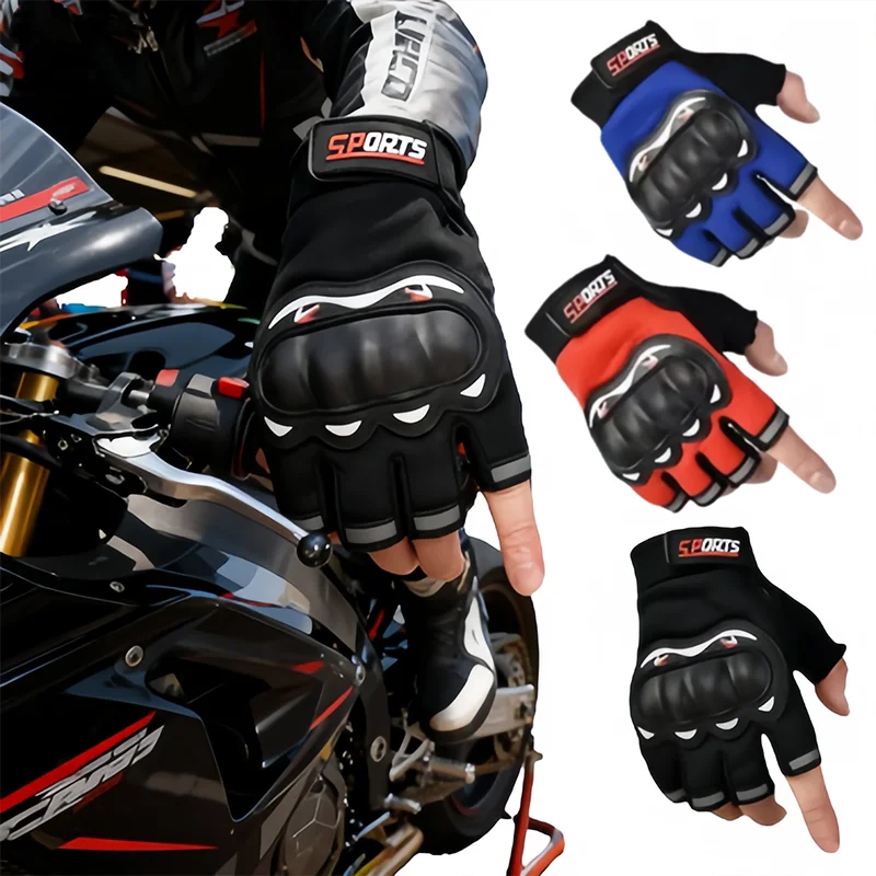 Men Half Finger Gloves Slip Rresistant Wear-resistant Racing Off-road Shatterproof Breathable Motorcycle Bicycle Tactical Glove