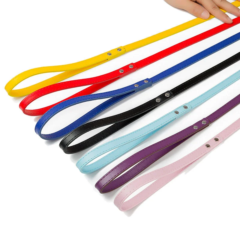 Leather Cat Dog Leashes Colorful Puppy Walking Leashes Harness Collar Lead Rope for Small Medium Large Dogs Pet Supplies 1.2M