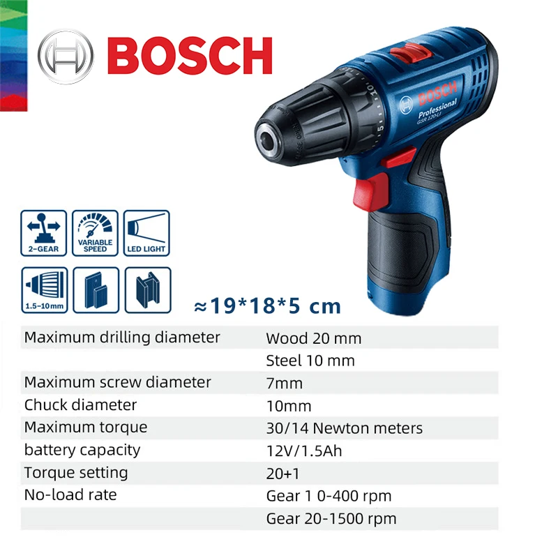 Bosch GSR 120-LI 12V Lithium Electric Drill Rechargeable Cordless Household Screwdriver Woodworking Steel Driver Power Tool