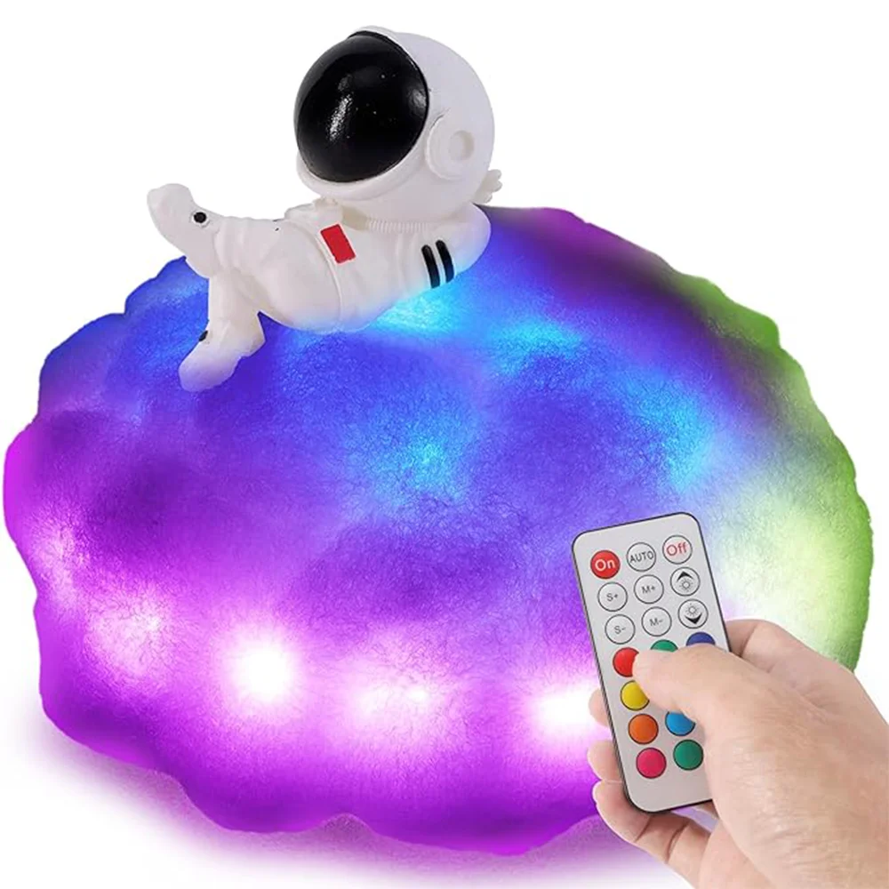 Astronauta LED Cloud Lamp com efeito arco-íris, luzes coloridas para quarto, decoração de quarto, coisas legais, presentes de aniversário para crianças