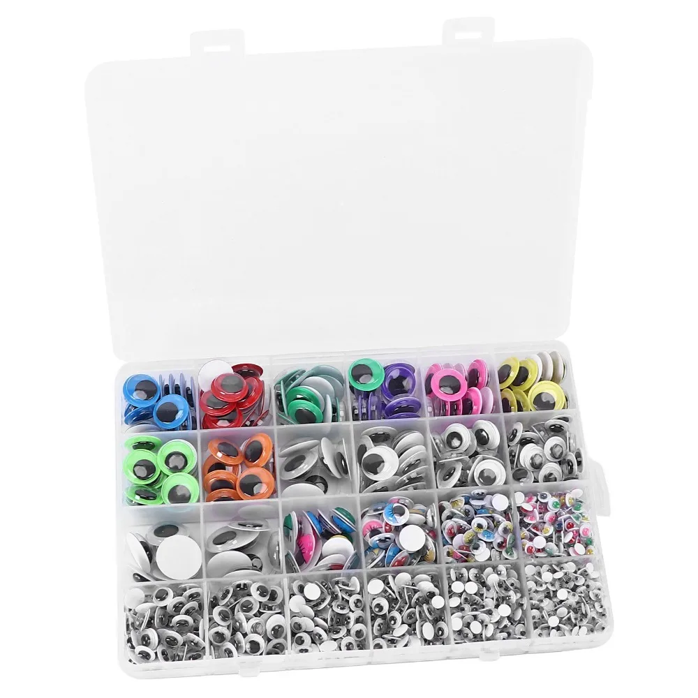 1700pcs Multi Colors Googly Eyes Self Adhesive Different Sizes Self Adhesive Eyes With Storage Box Colorful Wiggle Eyes