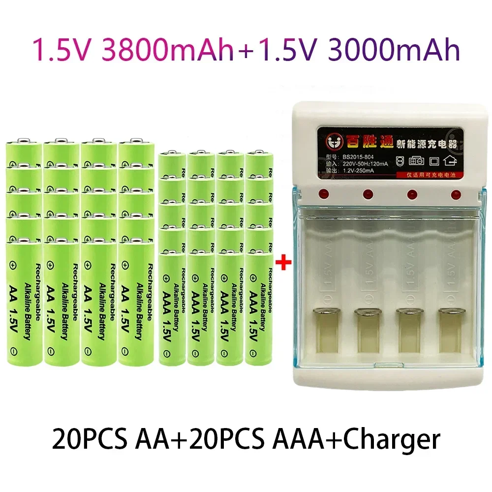 100% Original 1.5V AA3.8Ah+AAA3.0Ah Rechargeable battery NI-MH 1.5V  battery for Clocks mice computers toys so on