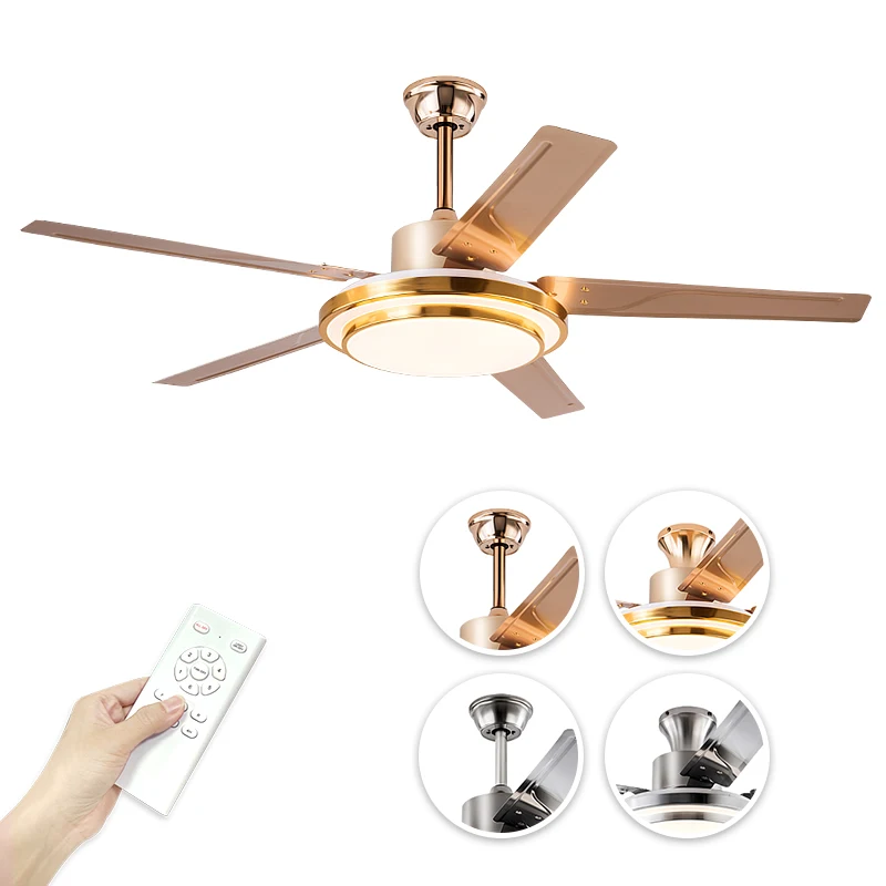 52 Inch Iron Large Ceiling Fan Light, North American Industrial Style, DC Pure Copper Motor for Garage, Living Room, Office