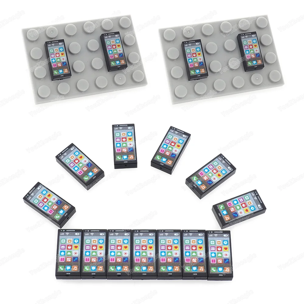 Modern Cell Phone Printed Tiles 3069 Communication Building Block 1*2 Figures Connection Tool Accessories Model Child Gifts Toys