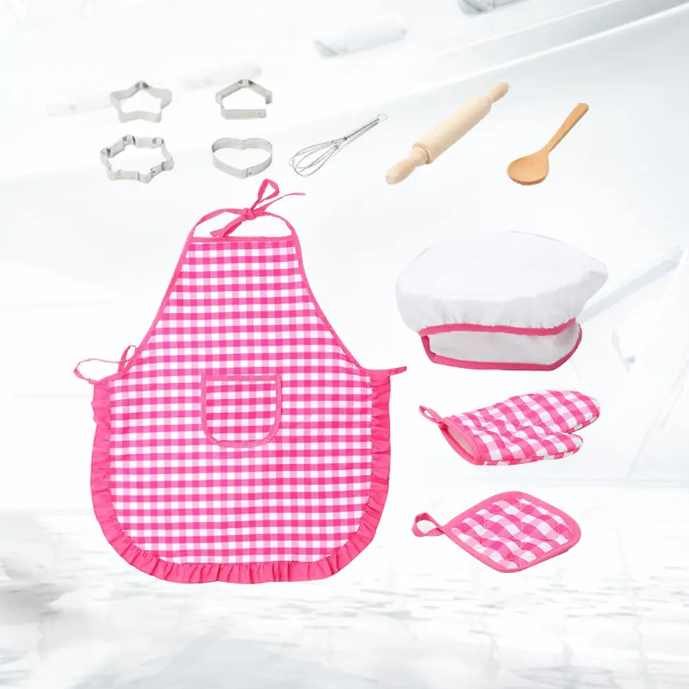 

Children Kitchen Chef Set Cooking Clothes Waterproof Apron Hat Role Play Baking Tools Child Kitchenware Costume Safe Washable