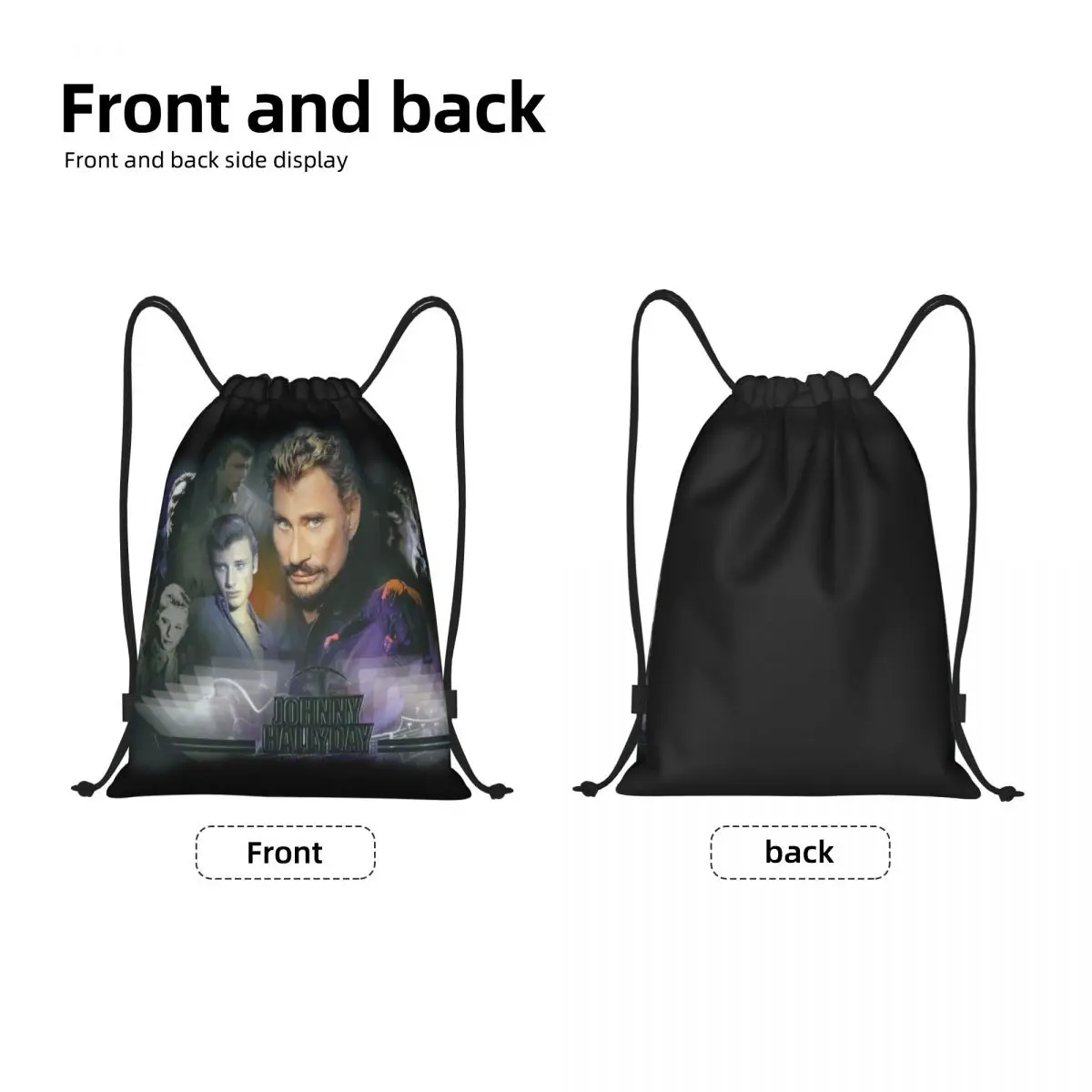 Custom Johnny Hallyday Drawstring Bags for Training Yoga Backpacks Men Women Singer Actor Sports Gym Sackpack