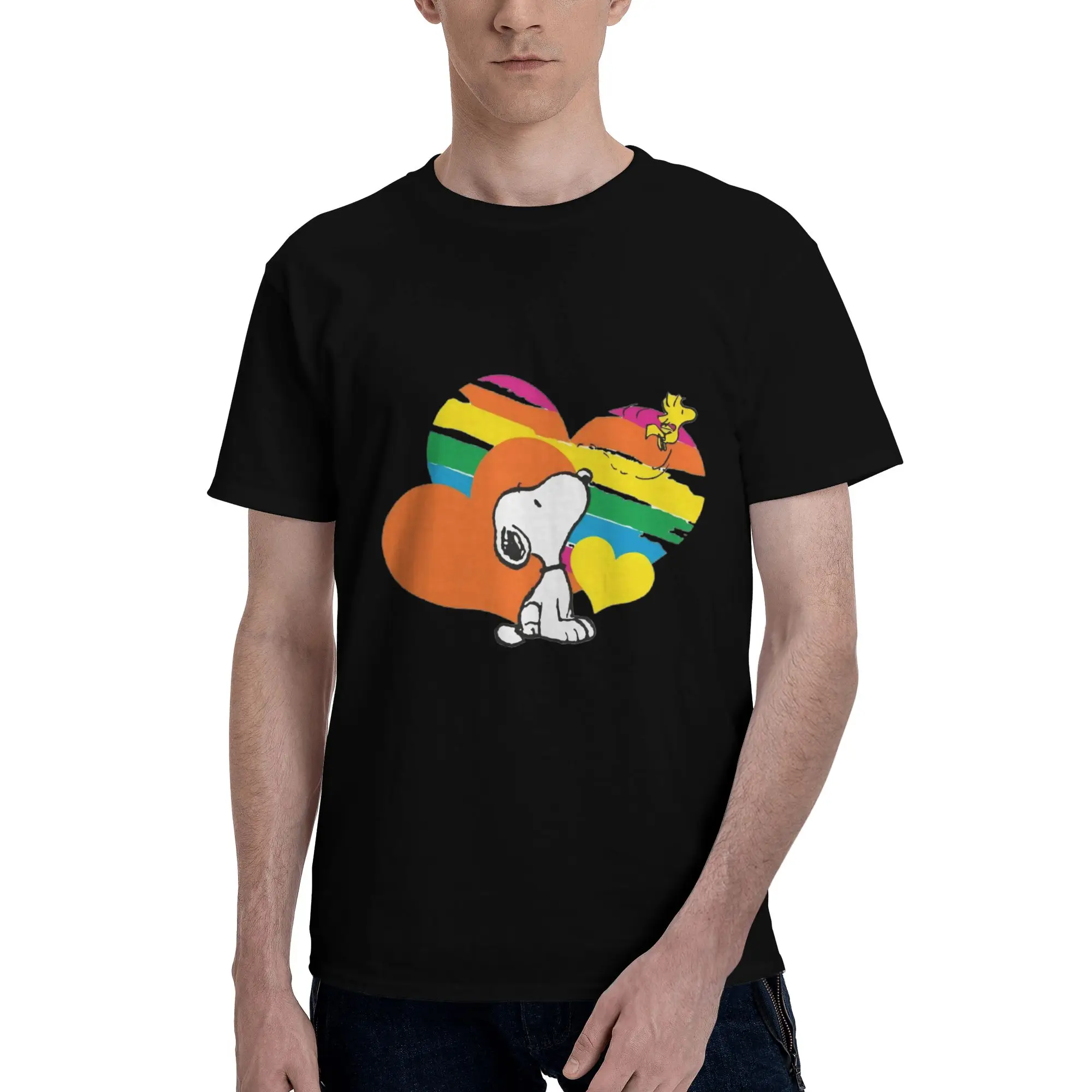 

Custom S-snoopies T Shirts for Men 100% Cotton Tees Manga Tshirts Short-Sleeve Casual T-shirt Clothing