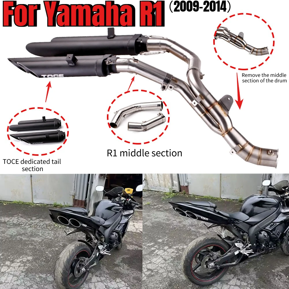 

High Performance Motorcycle Modified Exhaust System For YAMAHA R1 09-14Stainless Steel Mid-section TOCE Four-outlet Tail Section