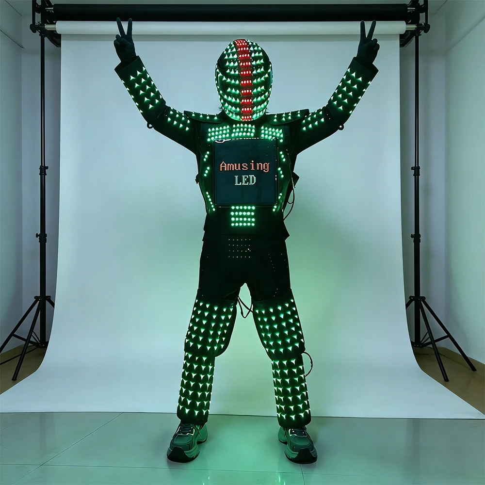 

RGB Latinmen LED Robot Costume Halloween Party Outfit Stage Dance Battle Armor Nightclub Bar Light Show Dance Wear