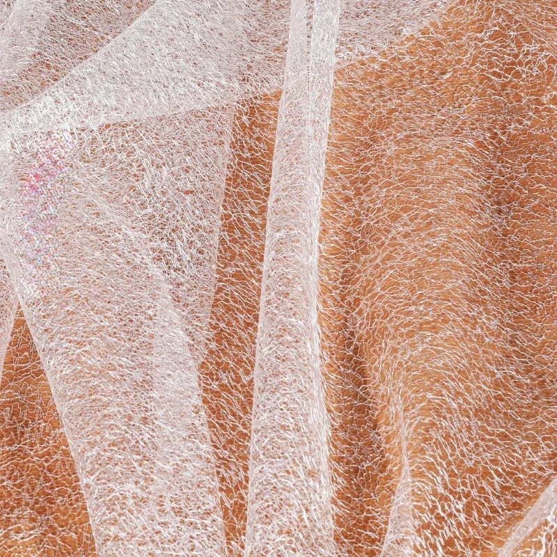 Woven Mesh Fabric White Transparent Texture Wedding Dress Fashion Designer Cloth Apparel Diy Sewing Meters Polyester Material