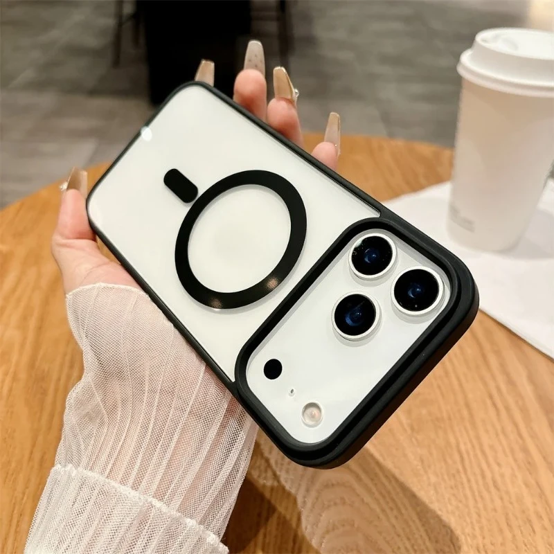 Custodia per telefono trasparente Macaron per iPhone 17 Design magnetico antiurto Profilo sottile Resistenza all'ingiallimento Ricarica wireless