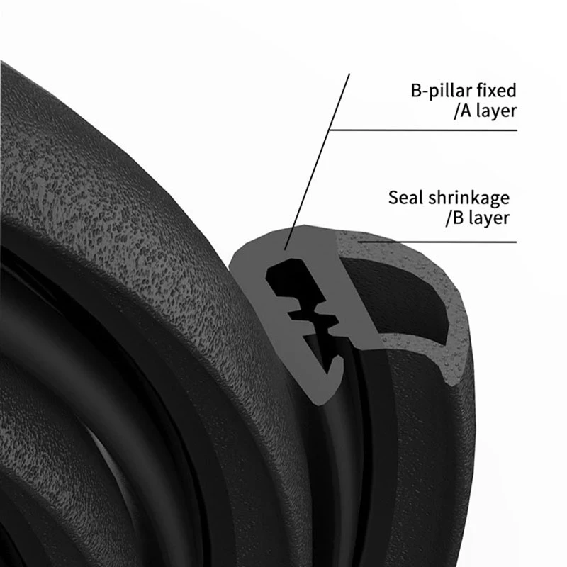 2m Car Door Sealing Strip For B Pillar Noise Windproof Rubber Sound Insulation Rubber Seal Strip Car Styling Accessory