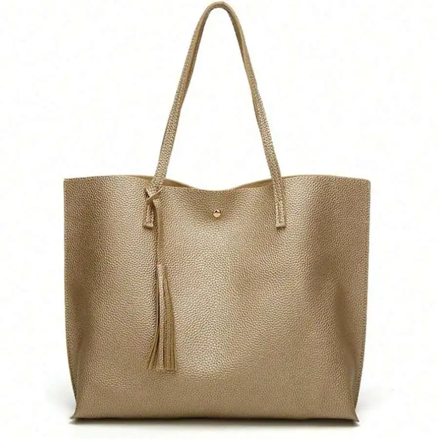 

Dreubea Women's Soft Faux Leather Tote Shoulder Bag From, Big Capacity Tassel Handbag