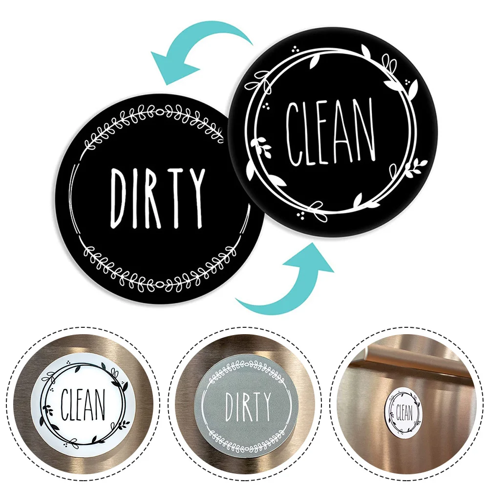 Round Magnetic Fridge Sticker Clean Dirty Instruction Dishwasher Sticker Refrigerator Magnets Round Magnetic Fridge Sticker