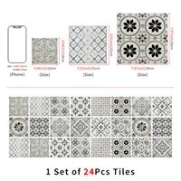 Self-Adhesive Wall Tile Decals, Peel and Stick Tile Stickers, Waterproof Backsplash Stickers for Kitchen Bathroom Decor, 24Pcs 3