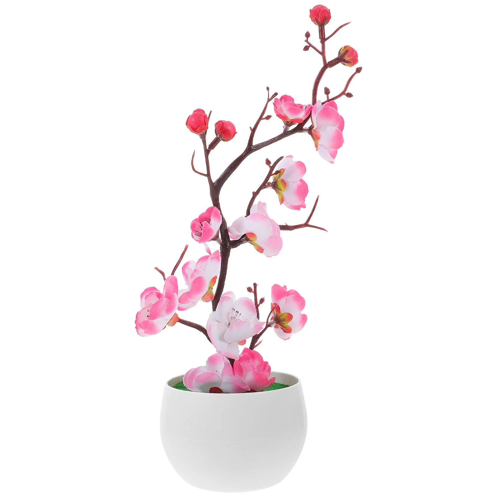 

Artificial Flowers Indoor Lifelike Plum Blossom Potted Faux Plant for Home Decor Office Desk Centerpiece Natural Touch