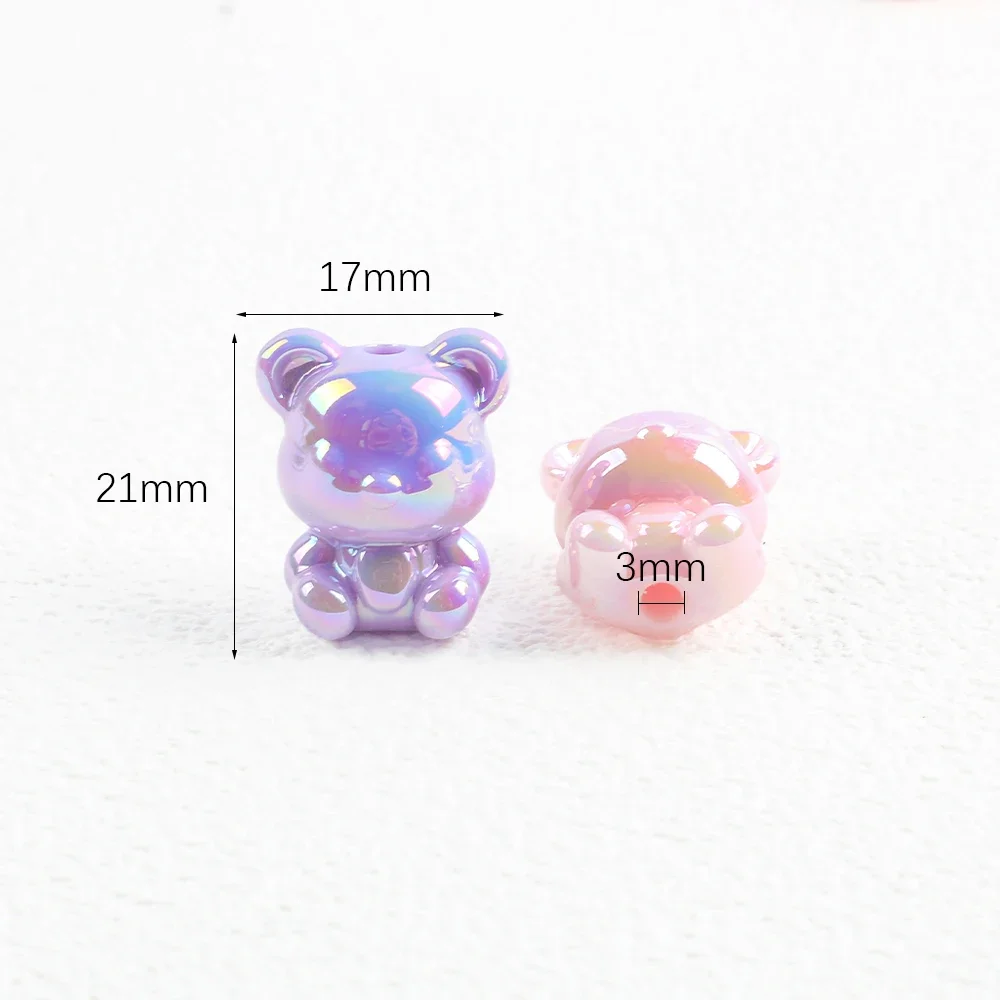 

5pcs ABColor Acrylic Bear Beads Iridescent Handmade DIY Necklace Bracelet Key Chain Earrings Accessories