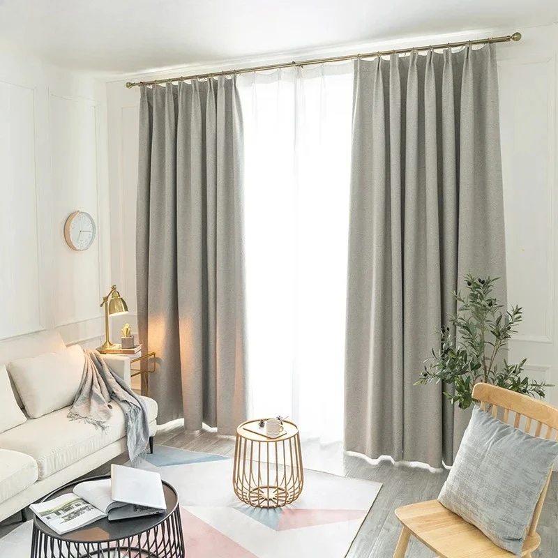 

Шторы блэкаут из льняной ткани 100% для спальни, длинные шторы для гостиной, термоизолирующие жалюзи, панели для окон, драпировки