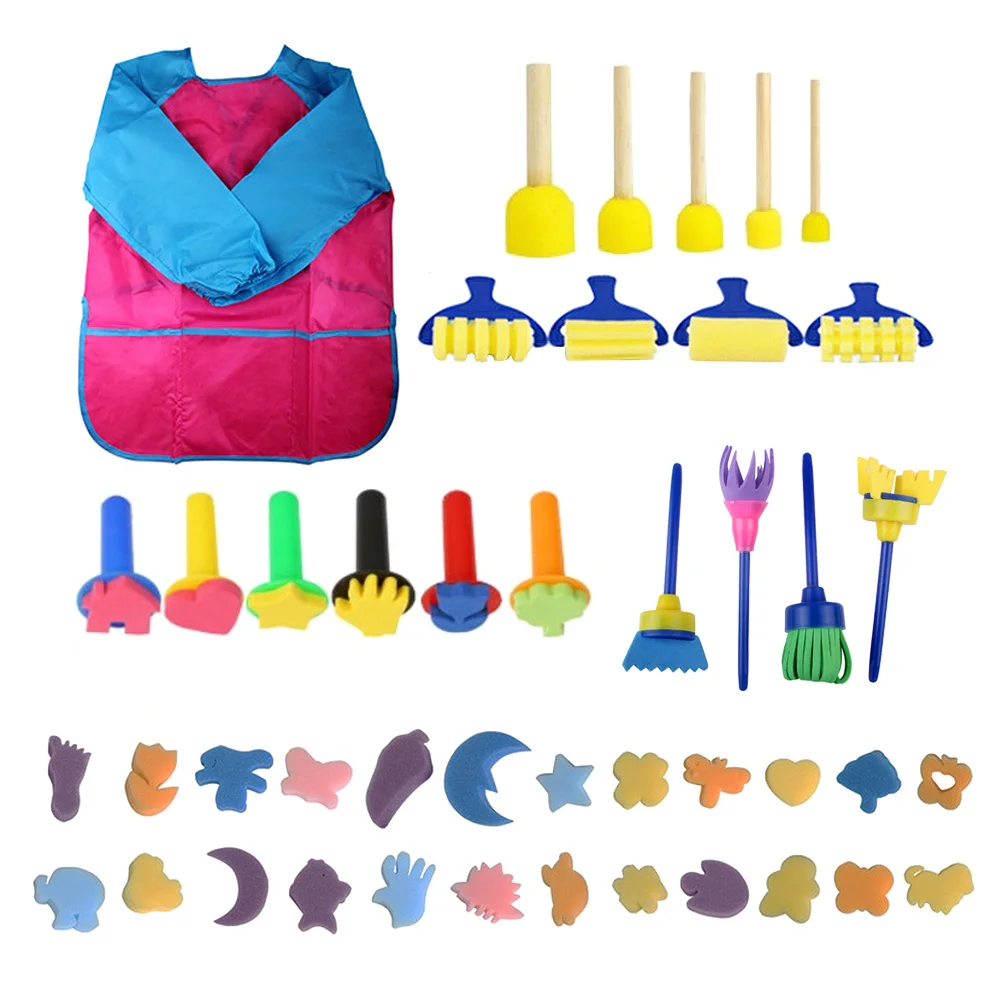 

44Pcs Painting Sponge Brush Set Smooth Durable Safe Material for Art Lessons DIY Handcraft Creativity Art Painted DIY Set
