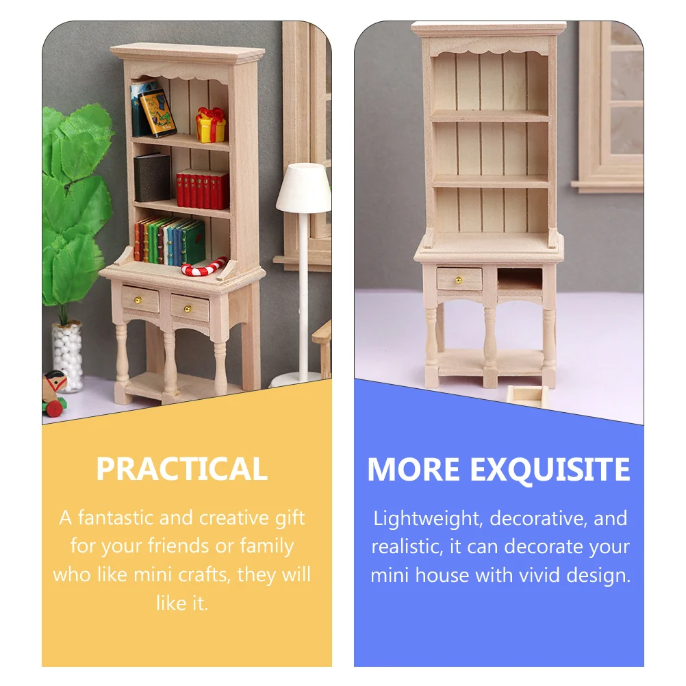 Gabinete para casa de muñecas, estantería para niños, Mini estantería de madera, muebles, decoración en miniatura para bebé, niño