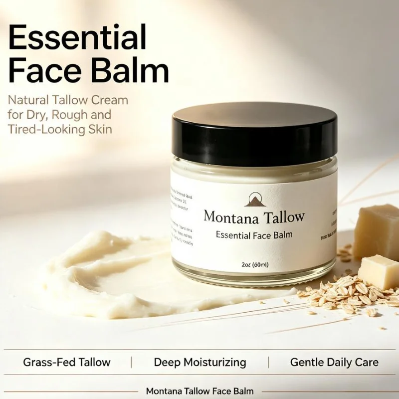 60ml Montana Tallow Essential Face Balm Deep Hydrating Natural Organic Tallow Moisturizer Nourish Soothe Dry Facial Care Cream