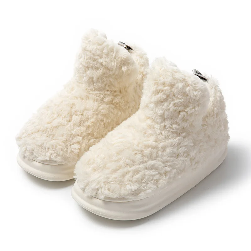 2024 Winter Cotton Slippers Women Men Indoor Warm Shoes Soft Faux Fur Thick Sole Lovers Home Street Boots Girls Fluffy Footwear