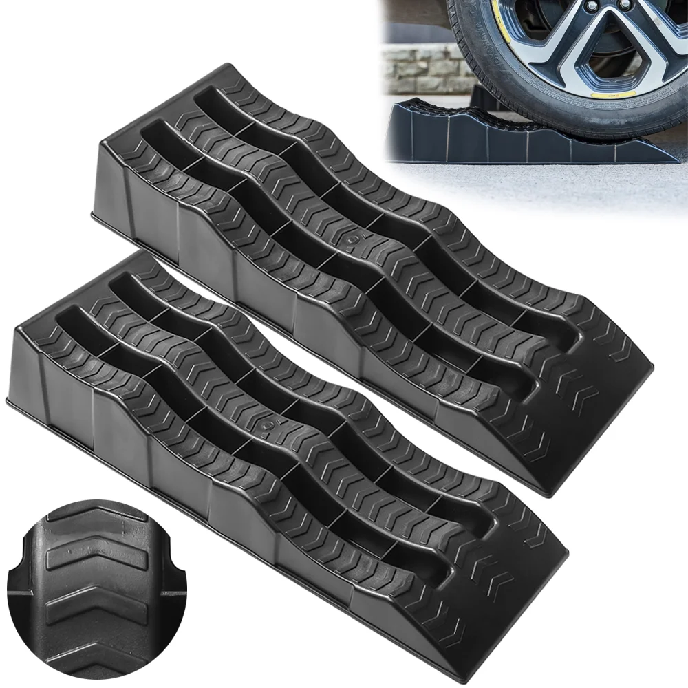2 uds rampas de rueda de neumático de coche rampas de nivelación RV campistas antideslizantes cuñas de rueda de neumático bloques de nivelación de coche rampas de acera ligeras