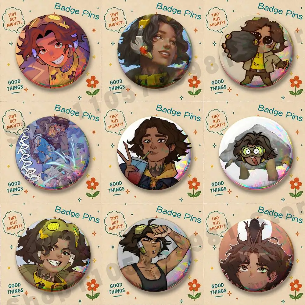 Venture Anime O-Overwatch Brooches for Bag Decor Jewelry Accessories Gift 25/32/44/58/75mm Round Cartoon Badges