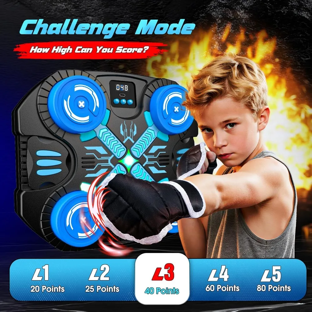 Music Boxing Machine for Kids 4-10, 3 Game Modes, Bluetooth & LED, Safe Punching Toy, Birthday Gift - view 3
