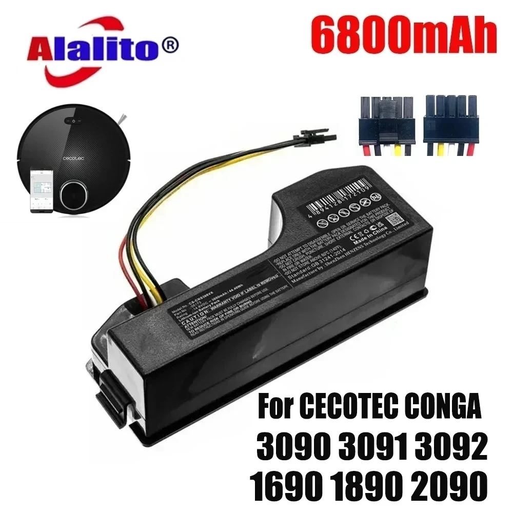 

14.4V Li ion 6800mAh Vacuum Cleaner Conga 3090 Battery for Cecotec Conga 3090 3091 3092 Vacuum Cleaner Accessories Replacement