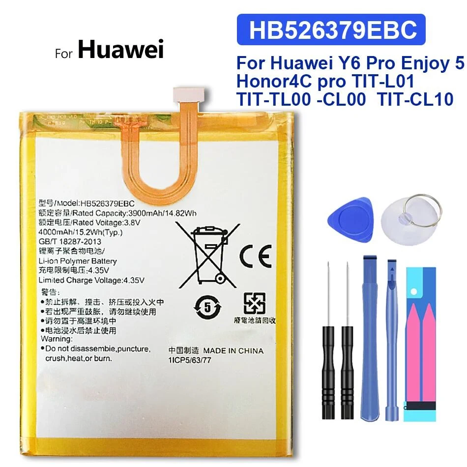 HB526379EBC аккумулятор для телефона Huawei Y6 Pro Enjoy 5 для HONOR 4c pro TIT-L01 TIT-TL00 -CL00 TIT-CL10 инструмент для аккумулятора