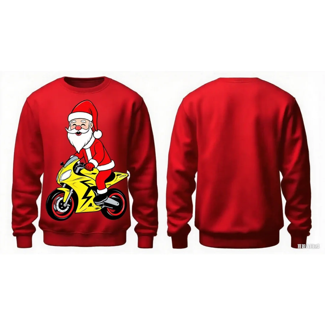 Weihnachten Motorrad Grafik Hoodie 3D Druck Frühling Herbst Mode Freizeit Vielseitige Streetwear Herren und Damen Y2K Hoodies