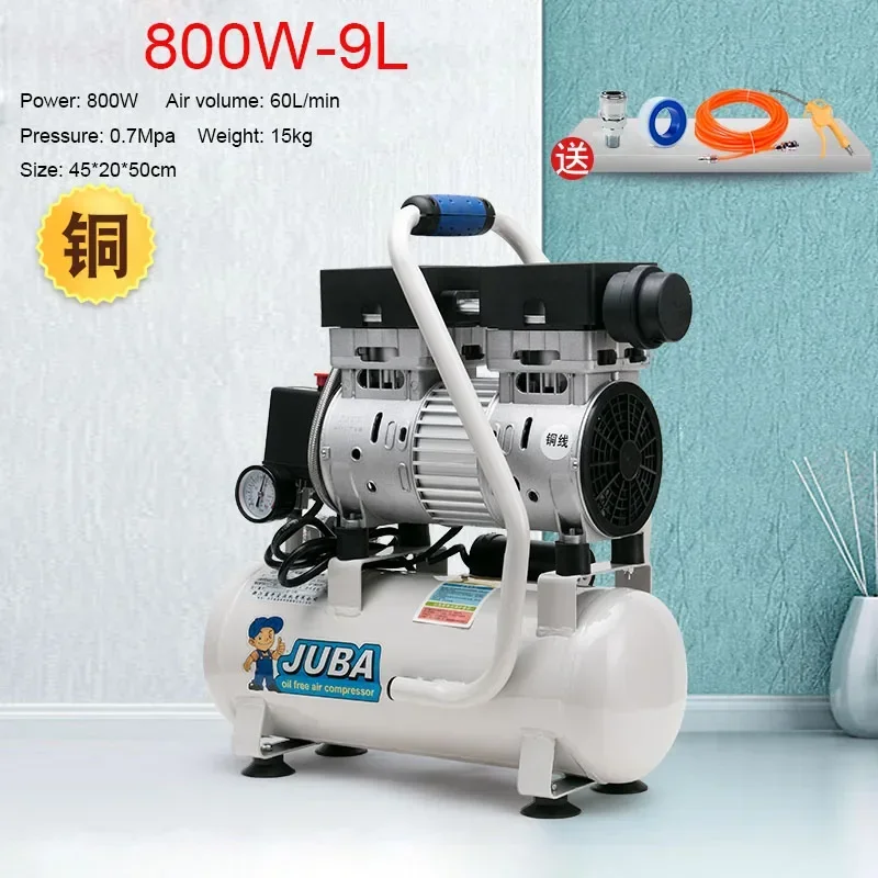 220v elektrische luchtcompressor houtbewerking 8L 9L luchtpomp hogedruk olievrije stille decoratie krachtige verfluchtcompressor