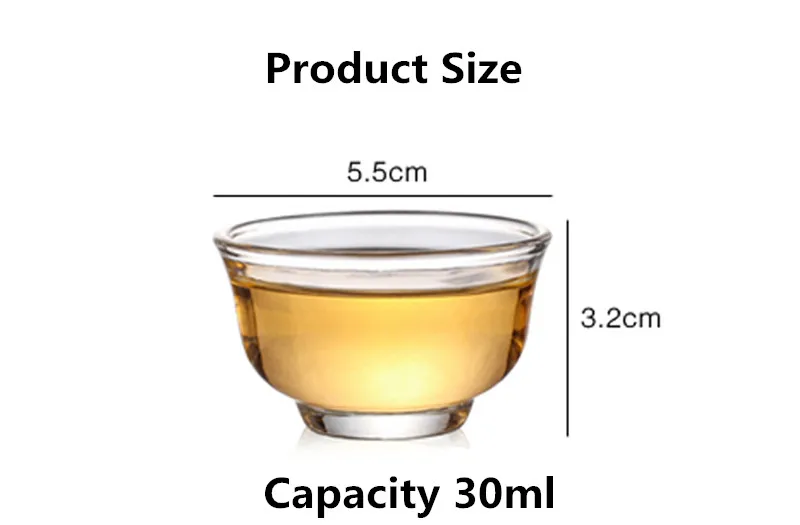 Chinese Teasets Glass Magnolia Cup, Small Teacup, Heat-resistant, 30ml, Travel, 10 PCs/Lot