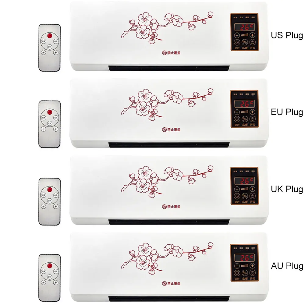 Mini Air Cooler Remote Control Wall Mounted Intelligent Heater Touch Screen 16-40 Degrees Adjustable Cooling Heating Second Gear