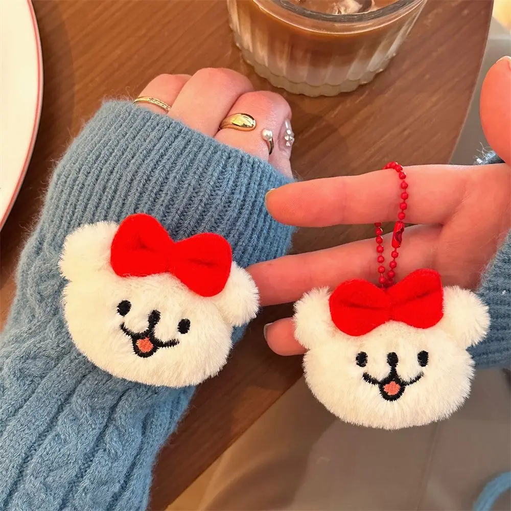 Porte-clés en peluche mignon pour femme, broche de chiot, nœud rouge, dessin animé créatif, niveau d'apparence élevé, pendentif sac à dos, fille, beurre, mode