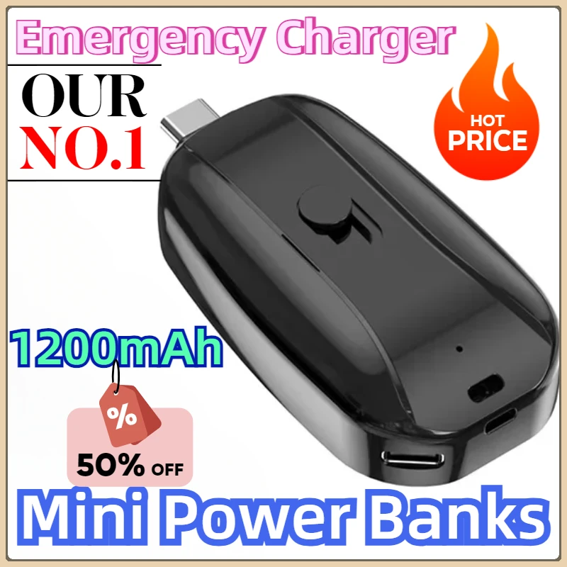 

New Energy Keychain Solar Power Bank for Cell Phone TWS Earphone Emergency Charger Mini Power Banks Portable Powerbank 1200mAh