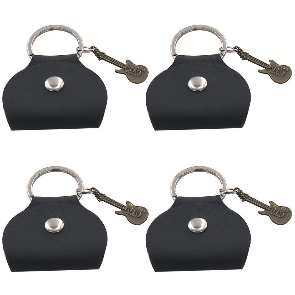

2pcs Guitar Pick Bag Black Picks Holder Copper Keychain for Electric Acoustic Bass Mandolin Banjo Ukulele for Musicians