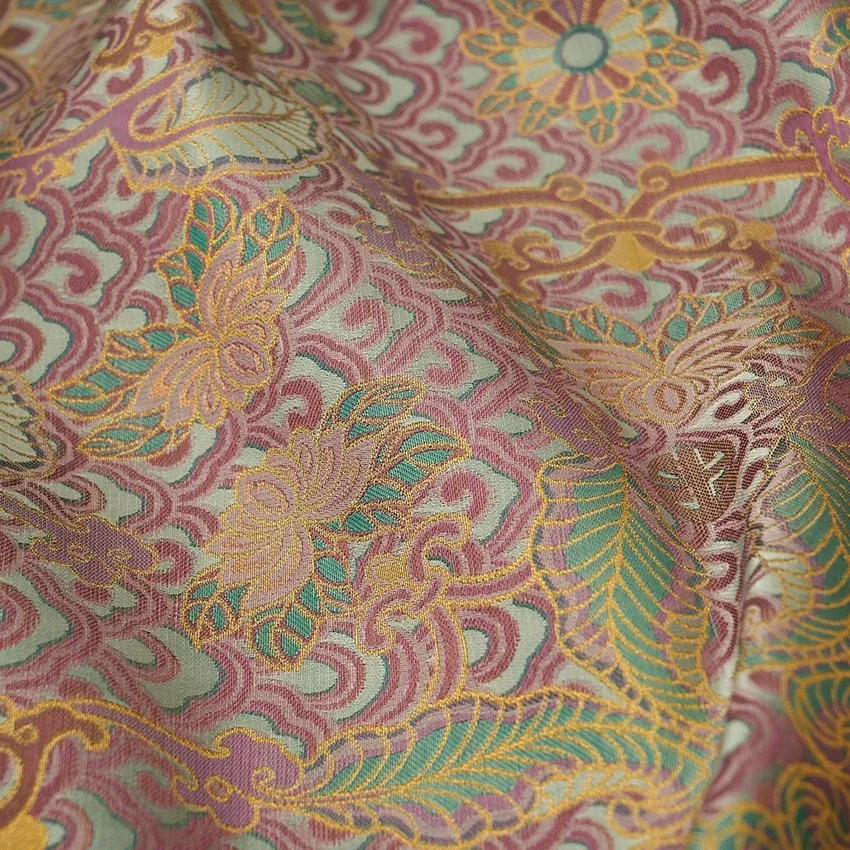 Song Dynasty Brocade Silk Pattern Clothing Fabric Jacquard Weave Satin Cheongsam Suit Bed Cover Cloth